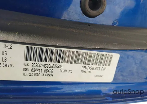 2012 Dodge Challenger Sxt from USA, damaged, VIN 2C3CDYAG0CH238835